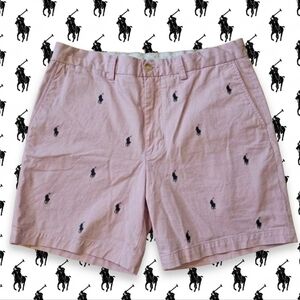 MEN'S - Polo Ralph Lauren Pink Allover Pony Shorts - Preppy Classic Fit Cotton